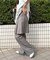 プリーツレイヤードフレアパンツ