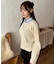 キンボタン襟付きLSニットカーデ