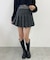 ボタンデザインチェックミニスカート
