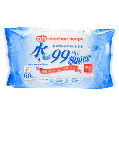 特別配送料有】水99％厚手おしりふき 60枚×16個｜アカチャンホンポの