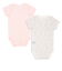 [ベビー]やわらかメッシュ　半袖ロンパース　2枚組　かぶり　お花　ピンク