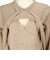 [授乳口付き]長袖ウォッシャブルリブニットワンピース　ベージュ