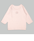 [ベビー]ふわふわコットン　長袖　丸首シャツ　2枚組　花　ピンク