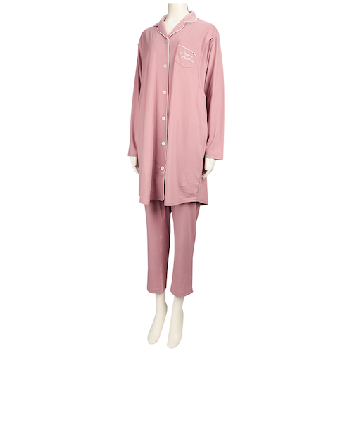 両脇授乳口付]ママとお腹の赤ちゃんにやさしい長袖パジャマ 無地