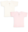[ベビー]お着替え応援　半袖　丸首シャツ2枚組　ねこ　ピンク