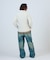 ワイドストレート ブラスト デニム スラックス