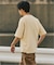 ロールネック クルーネックTシャツ