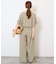ノーカラーハーフスリーブオールインワン