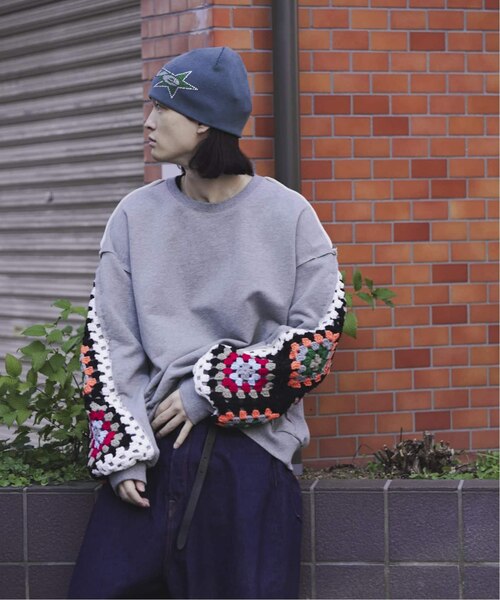 DISCOVERED/ディスカバード/CROCHET SLEEVE SWEAT DISCOVERED / ディスカバード CROCHET SLEEVE SWEAT（スウェット