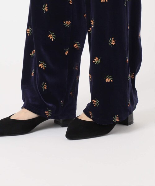 ♠MARCHE FLEUR】✨未使用　ベロアフレアパンツ　ブラック×オレンジ　M Wave Velor Flare Pants/ウェーブベロアフレアパンツ【MAISON