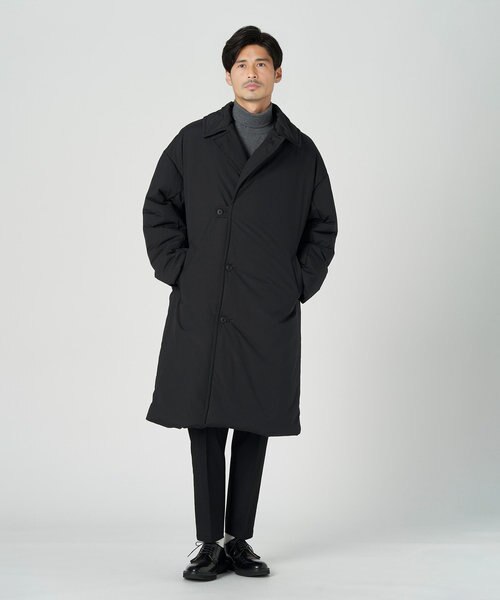 ソルトアンドペッパー オールオーバー中綿ステンカラーコート｜ライト