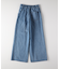 ヴィヴィアンブルー デニム刺繍ワイドパンツ