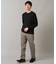 【イージーケア/毛玉になりにくい】ブロックリンクスジャカードクルーネックスマートＴシャツ【洗濯機で洗える】通勤/ビジネス/ジャケット〈ON/OFF SERIES