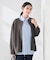 異素材切り替えノーカラーブルゾン