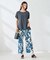 【洗える】フラワープリントイージーワイドパンツ