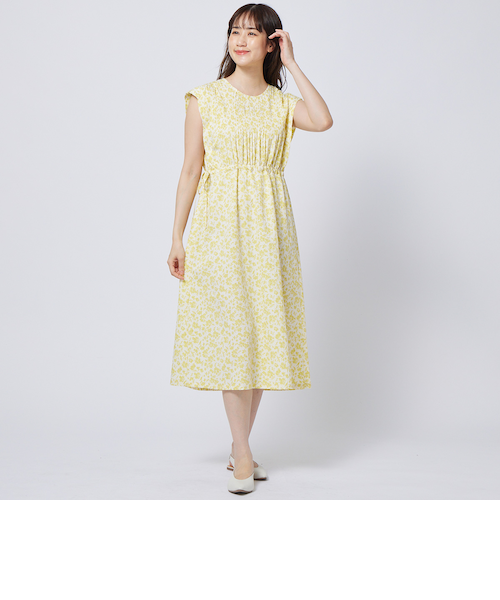 単色花柄ワンピース (43107)｜エヌプラスの通販｜&mall（アンド
