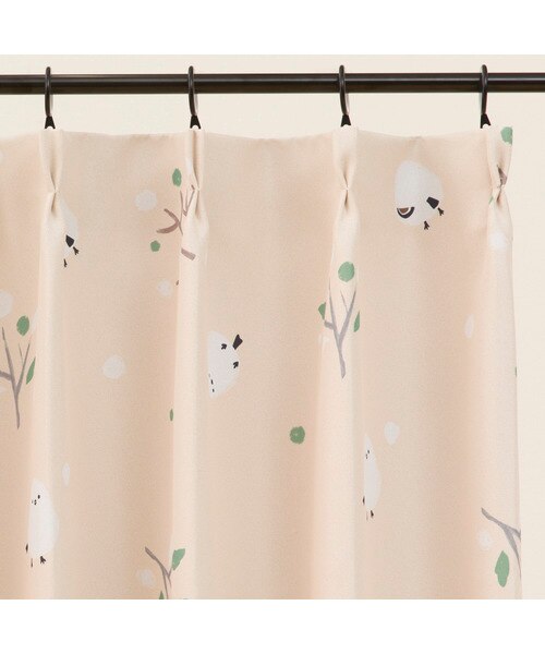 【おまとめ】シマエナガ柄♪ カーテン4枚セット　他 4枚セットカーテン(100X110cmセット シマエナガ柄DH15)｜デコホームの