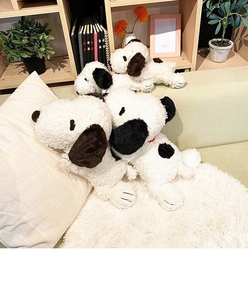 スヌーピー SN ふわふわ這い型 S 黒 ぬいぐるみ インテリア