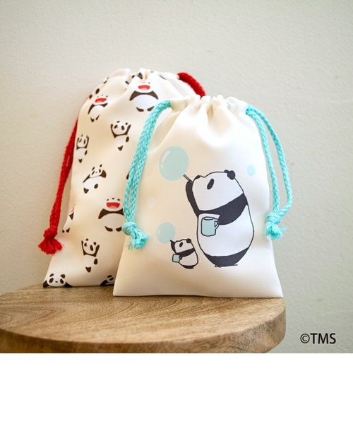 MK42まんまるミニ巾着2枚セット⭐️巾着袋 ポーチ 昭和レトロパンダ猫