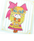 水森亜土 帽子の少女 リボン キラキラワッペン(大)