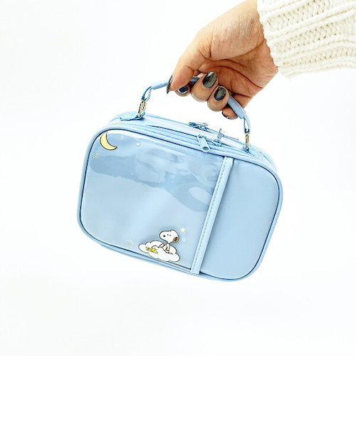 希少！SNOOPYと仲間たち☆ビニールポーチ☆familiar　未使用　超美品 スヌーピー メッシュミニチュアバッグボールチェーン ピンク