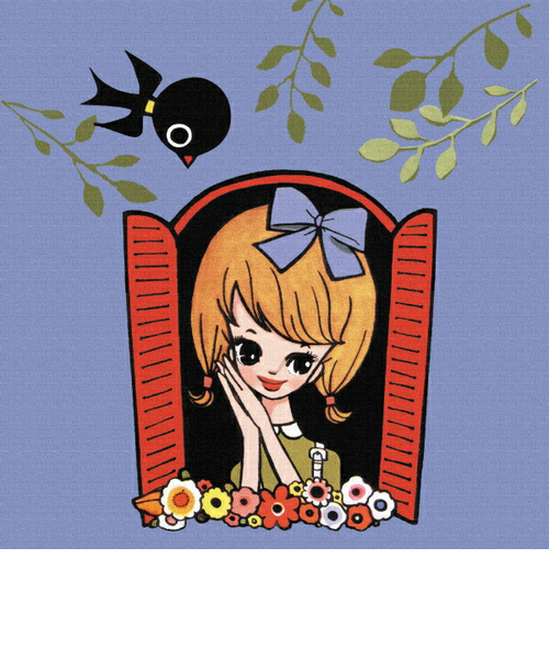 内藤ルネ キャンバスアート 窓辺の少女 インテリア アートパネル