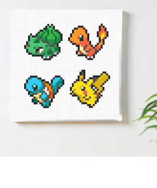 ポケットモンスター 集合(ピカチュウ＆初代御三家) アートパネル