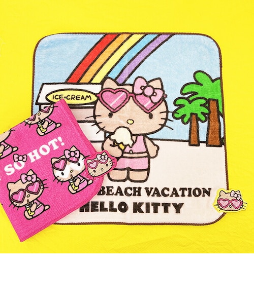 サンリオ ハローキティ 日焼け キティ 刺繍ハンドタオル アイス