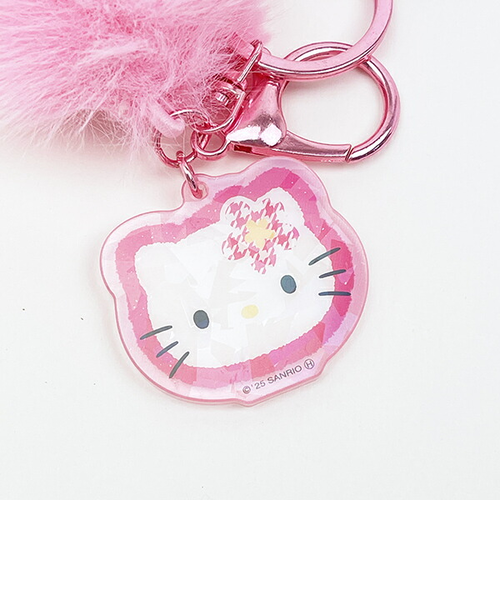 ハローキティ　キラキラファー　キーホルダーラッキーピンクカラーで恋愛運アップ ハローキティ キラキラファー キーホルダーラッキーピンクカラー