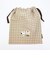 スヌーピー 巾着 ベージュ チェックワッペンシリーズ SNOOPY