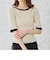 配色5分袖リブニットトップス