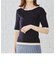 配色5分袖リブニットトップス