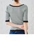 配色5分袖リブニットトップス