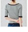 配色5分袖リブニットトップス