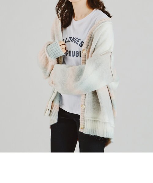 TAAKK ターク 縮絨グラデーションニット フーデッドカーディガン  