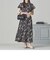 ウエストリブ配色花柄ワンピース/AC3412