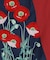 【カヤ】花版画八掛ワンピース