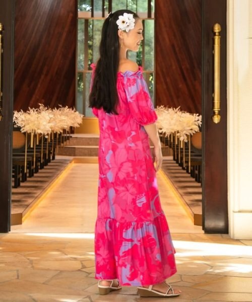 マウナロア】Ocean Blue Bird プアアロアロVスリーブドレス