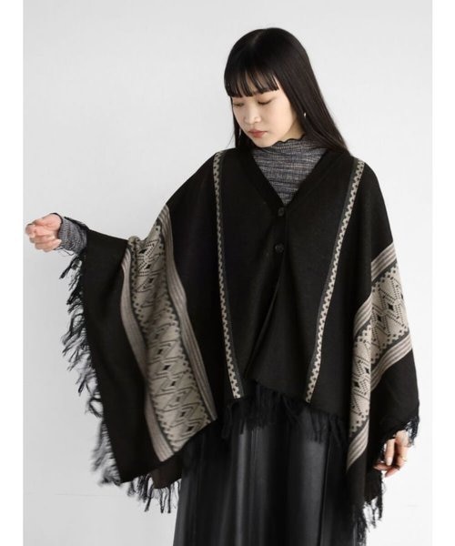 新品　SALE ボヘミアン　ネイティブ　ニット　ポンチョ ネイティブ柄ポンチョカーディガン｜メドックの通販｜&mall