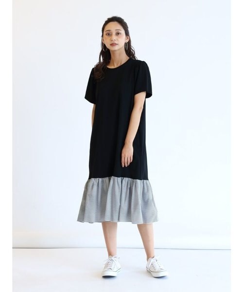 異素材切替ティアードワンピース｜メドックの通販｜&mall（アンド