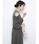 ショルダーカットジャガードドレス