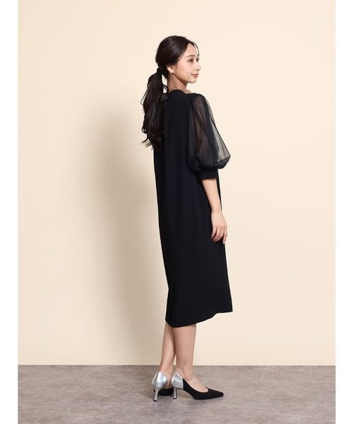 チュールスリーブバックリボンワンピース｜メドックの通販