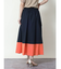コットンミックスカラー配色パネルスカート