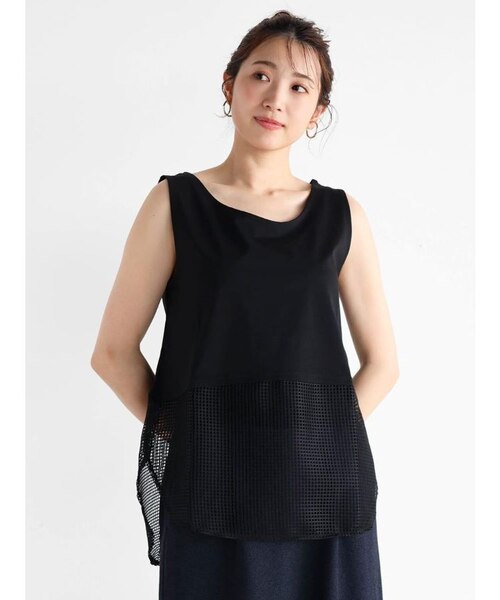 メッシュ切替ノースリーブトップス(black)｜メドックの通販