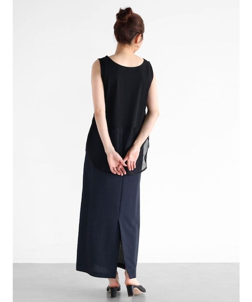 メッシュ切替ノースリーブトップス(black)｜メドックの通販
