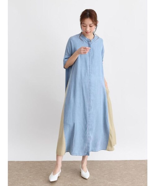 【早い者勝ち】デニム ドッキング ワンピース ブルベ服 ドッキング デニムワンピース（ブルベ夏向け・ブルベ冬