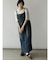 アシメフロントデニムジャンパースカート（navy）