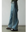 バックボタンデザインデニムパンツ