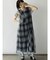 切り替えデザインチェックチュールワンピース