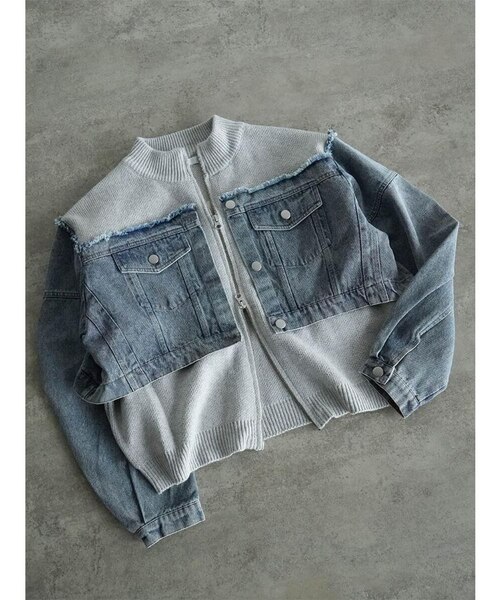 デニムドッキングジップアップブルゾン｜メドックの通販｜&mall